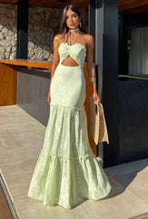 VESTIDO HARMONY – Vestido Longo com Saia em Camadas e Busto Franzido com Recorte Yellow Butter