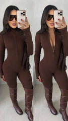 Macacão tricot com zíper