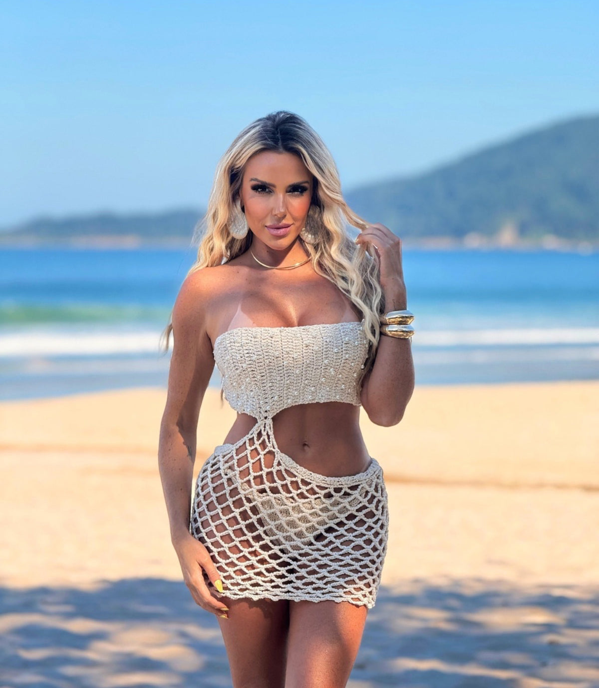 VESTIDO CROCHE COM PEROLA